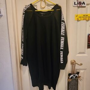 Black dress with female print